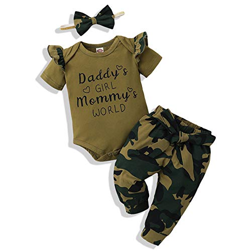 Renotemy Infant Baby Girl Summer Clothes Newborn Outfits Romper Little Sassy Pants Sets Baby Girl Clothes 0-3 Months Green from 