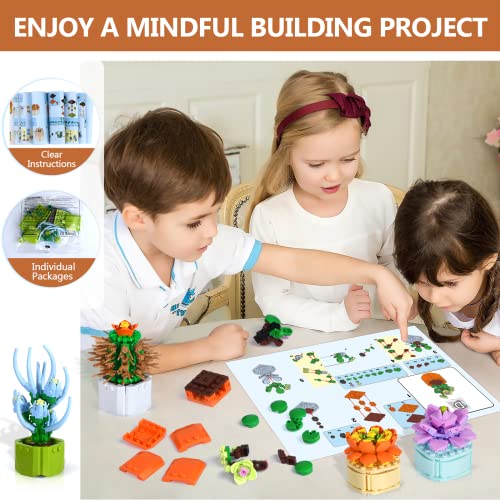 MOONTOY Succulent Plant Building Blocks Kit, Flower Bouquet Botanical Collection Office Display Home Decor Bonsai Building Toys Set Unique 2022 Christmas Birthday Gifts for Adults Teens Kids (521 PCS) from MOONTOY