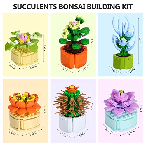 MOONTOY Succulent Plant Building Blocks Kit, Flower Bouquet Botanical Collection Office Display Home Decor Bonsai Building Toys Set Unique 2022 Christmas Birthday Gifts for Adults Teens Kids (521 PCS) from MOONTOY