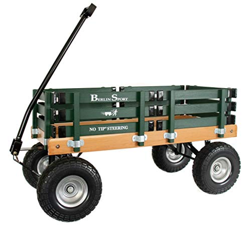 Berlin Flyer Sport Kid's Wagon - Model F410 - Amish Made in Ohio, USA - 10" No-Flat Tires (Hunter Green) from Holmes Custom Moulding