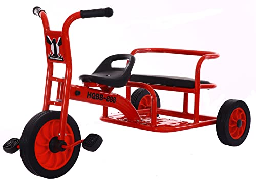Kids Tricycle Perfect for Two Riders Ages 3+ Encourages Active Play, Social Interaction â Daycare and Classroom Outdoor Play Equipment Load 300lbs. ,Red 5107 by MJKCBD
