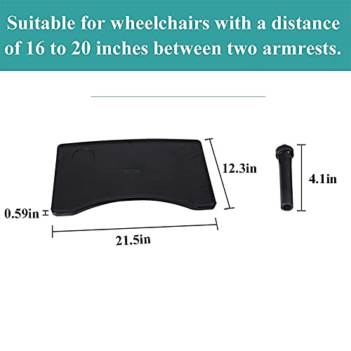 Wheelchair Tray, Detachable Wheelchair Table Removable Adult,Mobility Accessory Attachment Cup Holder Durable, Wheelchair Accessories,Fits Wheelchair Arms of 16" - 20", with Secure Straps by QingTD