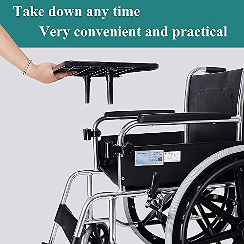 Wheelchair Tray, Detachable Wheelchair Table Removable Adult,Mobility Accessory Attachment Cup Holder Durable, Wheelchair Accessories,Fits Wheelchair Arms of 16" - 20", with Secure Straps by QingTD