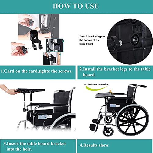 Wheelchair Tray, Detachable Wheelchair Table Removable Adult,Mobility Accessory Attachment Cup Holder Durable, Wheelchair Accessories,Fits Wheelchair Arms of 16" - 20", with Secure Straps by QingTD