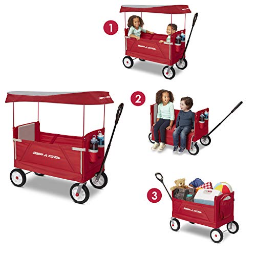 Radio Flyer 3 in 1 Off-Road EZ Fold Wagon with Canopy, Red by Radio Flyer