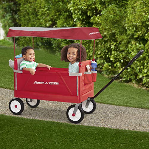 Radio Flyer 3 in 1 Off-Road EZ Fold Wagon with Canopy, Red by Radio Flyer