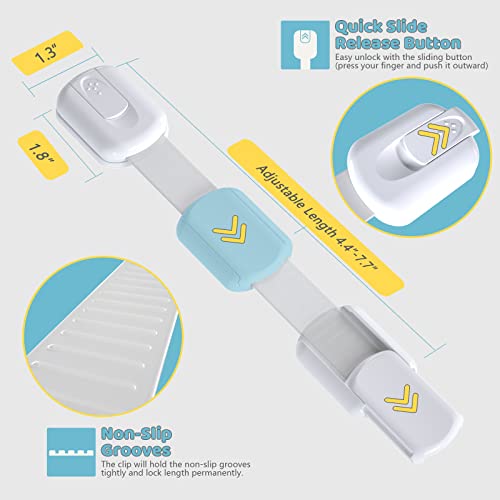 Baby Proof Cabinet Latches (14 Pack) Childproof Drawer Latches with 12 Extra 3M Adhesives, Adjustable No Drilling Child Safety Cabinet Locks Straps Baby Drawer Locks for Kids Baby Safety by 4our Kiddies