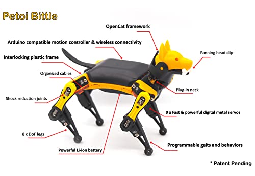 Petoi Bittle Robot Dog Robotics Kit(Construction) - Coding Robot Building Kit, Programmable Open Source, STEM/Coding/Robotics Educational Toy, 3D Puzzle Assembly, Sophisticated Motions, App Control by Petoi