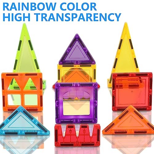 GEPER Magnetic Tiles Kids Toys, Toddler Girls & Boys Toys Age 4-5 6-8, Sensory Toys for Toddler 3-4, Magnet Toys Building Blocks for Toddler, STEM Preschool Learning Montessori Toys for 3+ Year Old by GEPER