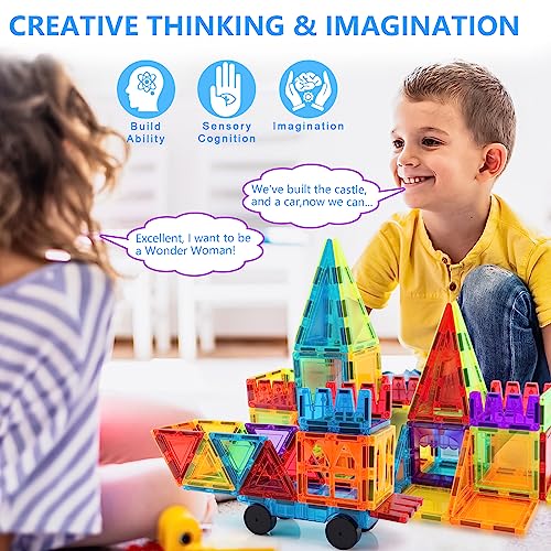 GEPER Magnetic Tiles Kids Toys, Toddler Girls & Boys Toys Age 4-5 6-8, Sensory Toys for Toddler 3-4, Magnet Toys Building Blocks for Toddler, STEM Preschool Learning Montessori Toys for 3+ Year Old by GEPER