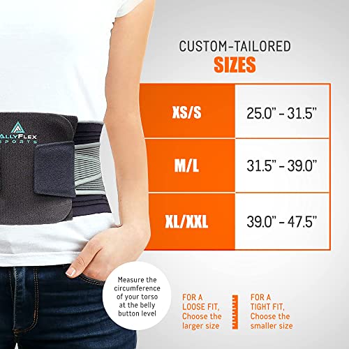 AllyFlex SportsÂ® - Back Brace for Women & Men, Slim-Fit Lumbar Support Belt, Ergonomic Compression Breathable Brace for Back Support, 41.5 inches, Medium-Large by 