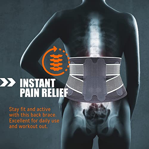 AllyFlex SportsÂ® - Back Brace for Women & Men, Slim-Fit Lumbar Support Belt, Ergonomic Compression Breathable Brace for Back Support, 41.5 inches, Medium-Large by 