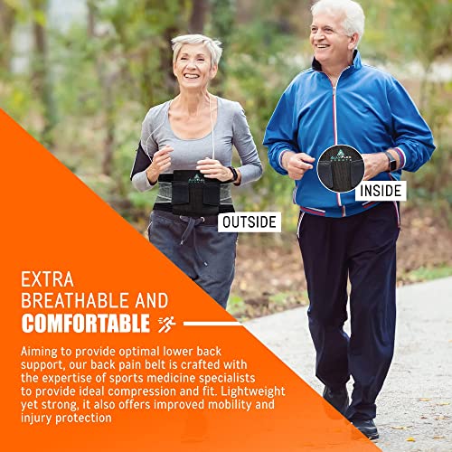 AllyFlex SportsÂ® - Back Brace for Women & Men, Slim-Fit Lumbar Support Belt, Ergonomic Compression Breathable Brace for Back Support, 41.5 inches, Medium-Large by 