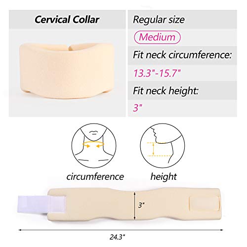 Soft Foam Neck Brace Universal Cervical Collar, Adjustable Neck Support Brace for Sleeping - Relieves Neck Pain and Spine Pressure, Neck Collar After Whiplash or Injury (3" Depth Collar, M) from Cozyhealth