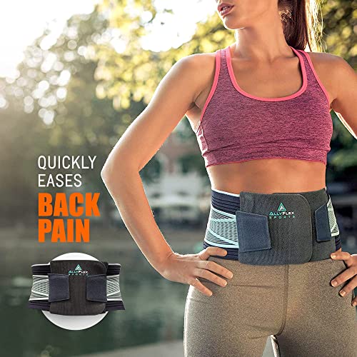AllyFlex SportsÂ® - Back Brace for Women & Men, Slim-Fit Lumbar Support Belt, Ergonomic Compression Breathable Brace for Back Support, 41.5 inches, Medium-Large by 