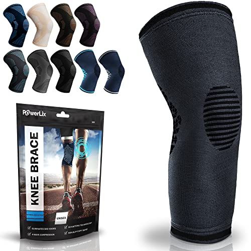 Powerlix Compression Knee Sleeve for Women & Men, Medical Knee Brace for Arthritis & Knee Pain Relief, meniscus tear & Injury Recovery, Knee Support & Protection for Working out, Running & All Sports by Powerlix
