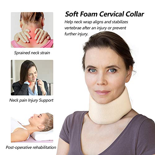 Soft Foam Neck Brace Universal Cervical Collar, Adjustable Neck Support Brace for Sleeping - Relieves Neck Pain and Spine Pressure, Neck Collar After Whiplash or Injury (3" Depth Collar, M) from Cozyhealth