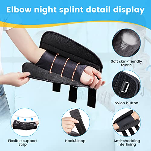 Elbow Brace Medical Support Splint for Cubital Tunnel Syndromean and Arthritis Pain Relief , Stabilizer Brace for Fix Elbow, Prevent Excessive Bending at night, Fits Both Arms and Unisex (Medium) by Sylong