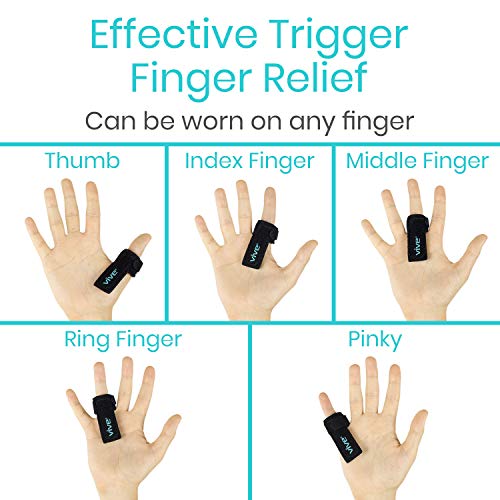 Vive Trigger Finger Splint - Support Brace for Middle, Ring, Index, Thumb and Pinky - Straightening Curved, Bent, Locked and Stenosing Tenosynovitis Hands - Tendon Lock Release Stabilizer Knuckle Wrap by Vive Health