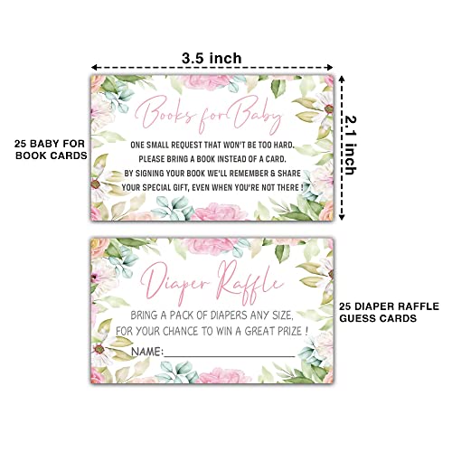 Baby Shower Invitation Kit, Diaper Raffle Games, Books For Baby, Blush Pink Floral Baby Gender Reveal Fill In Invites Cards, Each Design 25 Cards & 25 Envelopes ï¼A Total of 100 setï¼- BABYSET-015 by mermermu