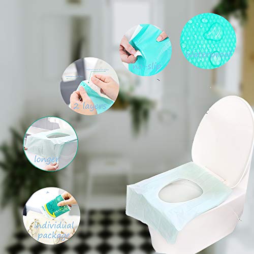 Ditind Toilet Seat Covers Disposable, 30 Pcs Toilet Seat Covers for Travel Accessories (15.8Ã23.6 inch), Extra Large PE Film Travel Toilet Mats Covers for Kids and Adults Potty Training from Ditind