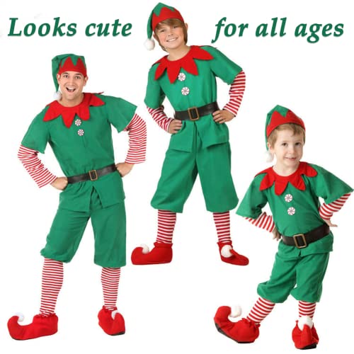 TPMG Toddler Boys Christmas Elf Costume Outfit Kids Halloween Holiday Dress Up Clothes with Top Pants Hat Socks, 7-8Y from TPMG