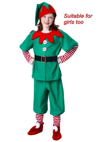 TPMG Toddler Boys Christmas Elf Costume Outfit Kids Halloween Holiday Dress Up Clothes with Top Pants Hat Socks, 7-8Y from TPMG