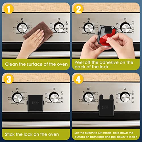 Oven Lock Child Safety (2 Pack) White Heat-Resistant Childproof Oven Door Locks with Extra Adhesives Baby Oven Safety Locks No Tools Need or Drill by womhom