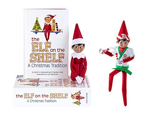 Elf On The Shelf Scout Boy (Brown Eyed Boy) with Karate Kicks Set Bundle by CCA&B LLC
