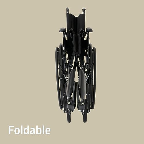 Medline Lightweight and User-Friendly Wheelchair with Flip-Back, Desk-Length Arms and Elevating Leg Rests for Extra Comfort, Gray, 20 inch Seat by Medline Industries Healthcare