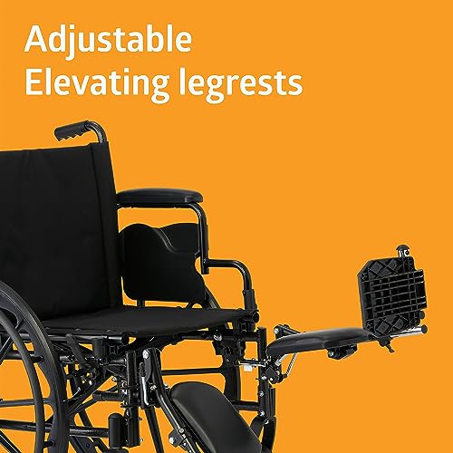 Medline Lightweight and User-Friendly Wheelchair with Flip-Back, Desk-Length Arms and Elevating Leg Rests for Extra Comfort, Gray, 20 inch Seat by Medline Industries Healthcare