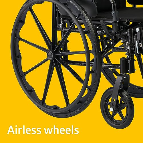 Medline Lightweight and User-Friendly Wheelchair with Flip-Back, Desk-Length Arms and Elevating Leg Rests for Extra Comfort, Gray, 20 inch Seat by Medline Industries Healthcare