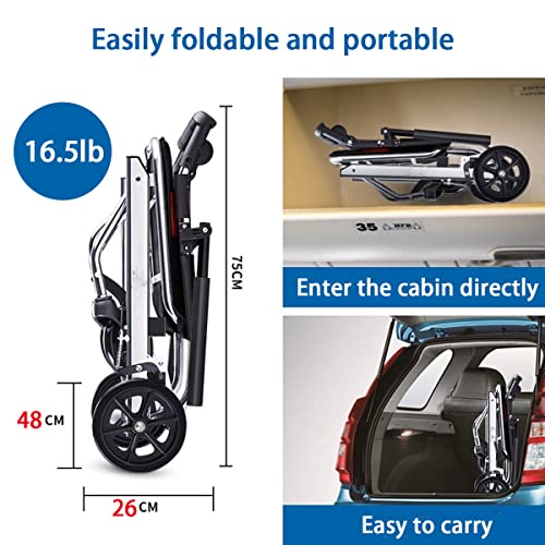 Portable Folding Wheelchair, Travel Wheelchair with handbrake, Ultra-Light Wheelchair for The Elderly and Children (with Bag) by YADE MEDICAL EQUIPMENT CO.,LTD