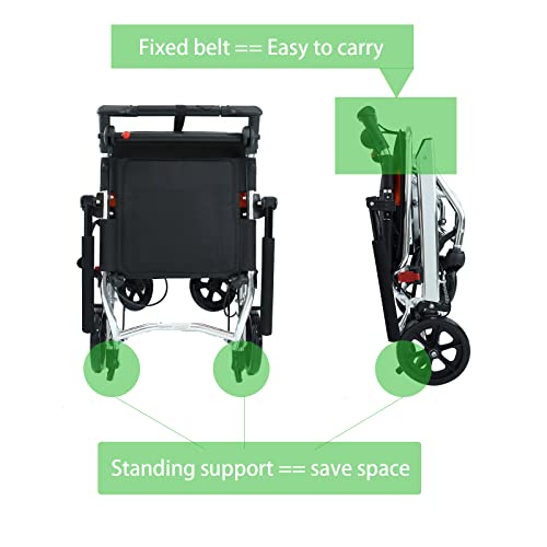 Portable Folding Wheelchair, Travel Wheelchair with handbrake, Ultra-Light Wheelchair for The Elderly and Children (with Bag) by YADE MEDICAL EQUIPMENT CO.,LTD