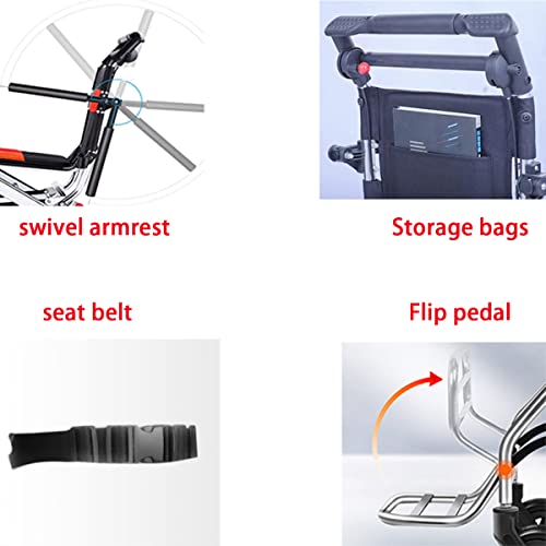 Portable Folding Wheelchair, Travel Wheelchair with handbrake, Ultra-Light Wheelchair for The Elderly and Children (with Bag) by YADE MEDICAL EQUIPMENT CO.,LTD