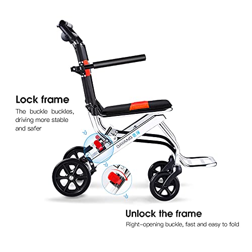Portable Folding Wheelchair, Travel Wheelchair with handbrake, Ultra-Light Wheelchair for The Elderly and Children (with Bag) by YADE MEDICAL EQUIPMENT CO.,LTD