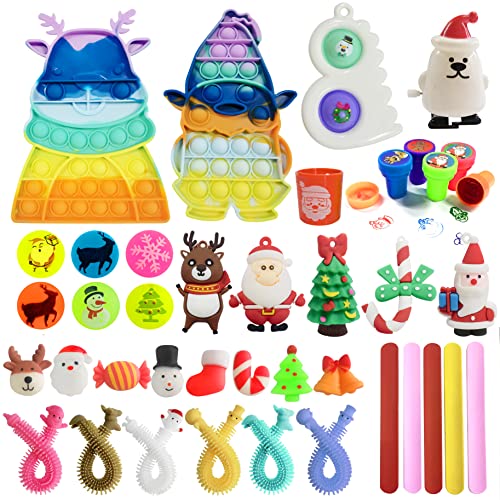 Christmas Novelty Assortment Pop Dimple Fidget Toys,Colorful Decorations Game Toys Fidget Packs for Kids Party Favors, Christmas Goodie Bags (Christmas-40) by xinge