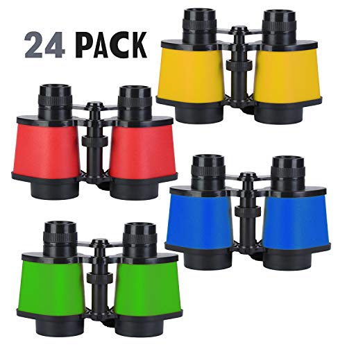 Kicko Toy Binoculars with Neck String - 24 Pack - 3.5 x 5 Inch - Novelty Binoculars for Children, Sightseeing, Birdwatching, Wildlife, Outdoors, Scenery, Pretend, Play, Colors May Vary by KCO Brands