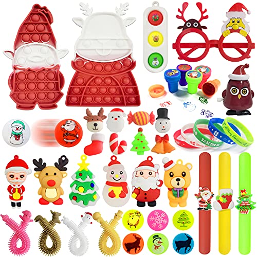 44 Pack Christmas Novelty Assortment Pop Dimple Fidget Toys,Decorations Game Toys Fidget Packs for Kids Party Favors, Christmas Goodie Bags from xinge