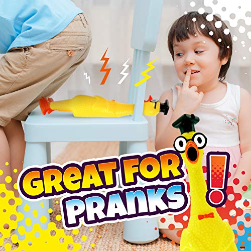 JA-RU Squeeze Me Rubber Chicken Toy (1 Chicken Assorted) Large Squeeze Chicken, Prank Novelty. Screaming Rubber Chickens for Kids. Squawking Loud Sound Noise Making, Party Favor Prank Dog Toy. 1704-1p by JA-RU