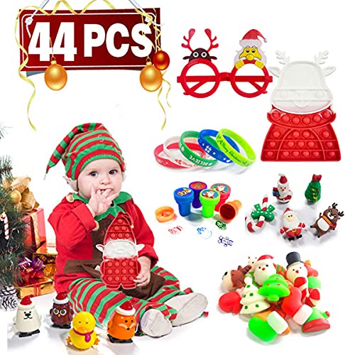 44 Pack Christmas Novelty Assortment Pop Dimple Fidget Toys,Decorations Game Toys Fidget Packs for Kids Party Favors, Christmas Goodie Bags from xinge