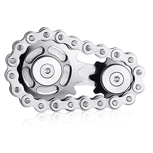 Gatwey Sprockets Chain Fidget Toys Metal Sensory Bike Chain Gears Fidgets Spinner for Adults EDC Novelty Toy Pack Pocket Size for Anxiety Relieve Boredom ADHD Autism (Gun-Metal Plating Sprockets) from Gatwey