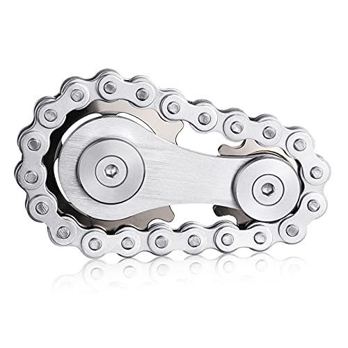 Gatwey Sprockets Chain Fidget Toys Metal Sensory Bike Chain Gears Fidgets Spinner for Adults EDC Novelty Toy Pack Pocket Size for Anxiety Relieve Boredom ADHD Autism (Gun-Metal Plating Sprockets) from Gatwey