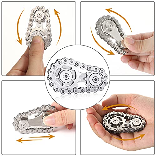 Gatwey Sprockets Chain Fidget Toys Metal Sensory Bike Chain Gears Fidgets Spinner for Adults EDC Novelty Toy Pack Pocket Size for Anxiety Relieve Boredom ADHD Autism (Gun-Metal Plating Sprockets) from Gatwey