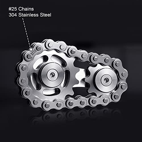 Gatwey Sprockets Chain Fidget Toys Metal Sensory Bike Chain Gears Fidgets Spinner for Adults EDC Novelty Toy Pack Pocket Size for Anxiety Relieve Boredom ADHD Autism (Gun-Metal Plating Sprockets) from Gatwey