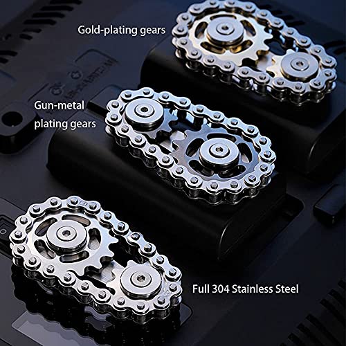 Gatwey Sprockets Chain Fidget Toys Metal Sensory Bike Chain Gears Fidgets Spinner for Adults EDC Novelty Toy Pack Pocket Size for Anxiety Relieve Boredom ADHD Autism (Gun-Metal Plating Sprockets) from Gatwey