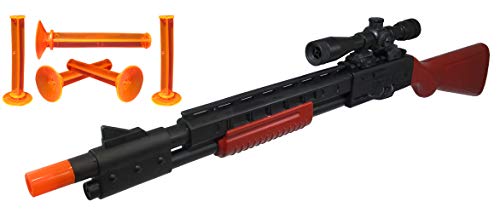 Nicky Bigs Novelties 23" Pump Action Suction Dart Bullet Rifle Western Hunting Novelty Toy Plastic Shooting Sniper Scope Fake Gun Black with Orange Tip from Rhode Island