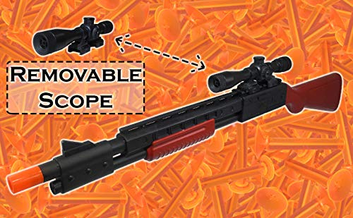 Nicky Bigs Novelties 23" Pump Action Suction Dart Bullet Rifle Western Hunting Novelty Toy Plastic Shooting Sniper Scope Fake Gun Black with Orange Tip from Rhode Island