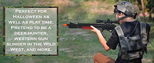 Nicky Bigs Novelties 23" Pump Action Suction Dart Bullet Rifle Western Hunting Novelty Toy Plastic Shooting Sniper Scope Fake Gun Black with Orange Tip from Rhode Island