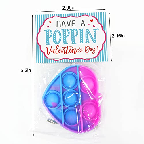 Valentines Day Cards for Kids - Set of 24 Mini Pop Heart Fidget Toys Bulk - Valentine Exchange Cards for Toddlers Girls Boys School Class Classroom Party Favors Age 3 Year and Up by ShenZhen MaoDun MaoYi YouXianGongSi